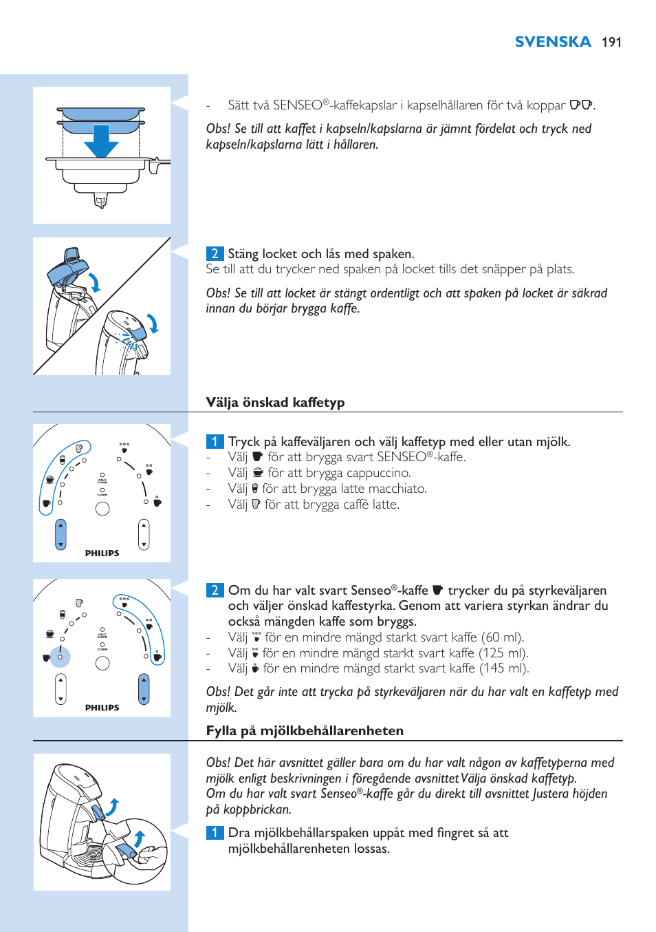 Philips SENSEO® Latte Select Kaffeepadmaschine User Manual | Page 191 / 210