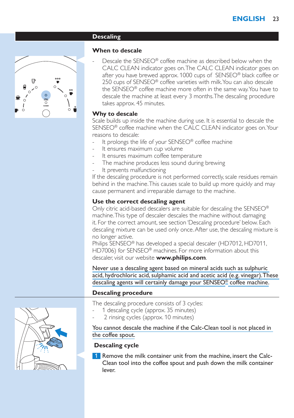Philips SENSEO® Latte Select Kaffeepadmaschine User Manual | Page 23 / 210