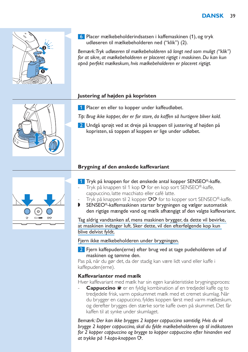 Philips SENSEO® Latte Select Kaffeepadmaschine User Manual | Page 39 / 210