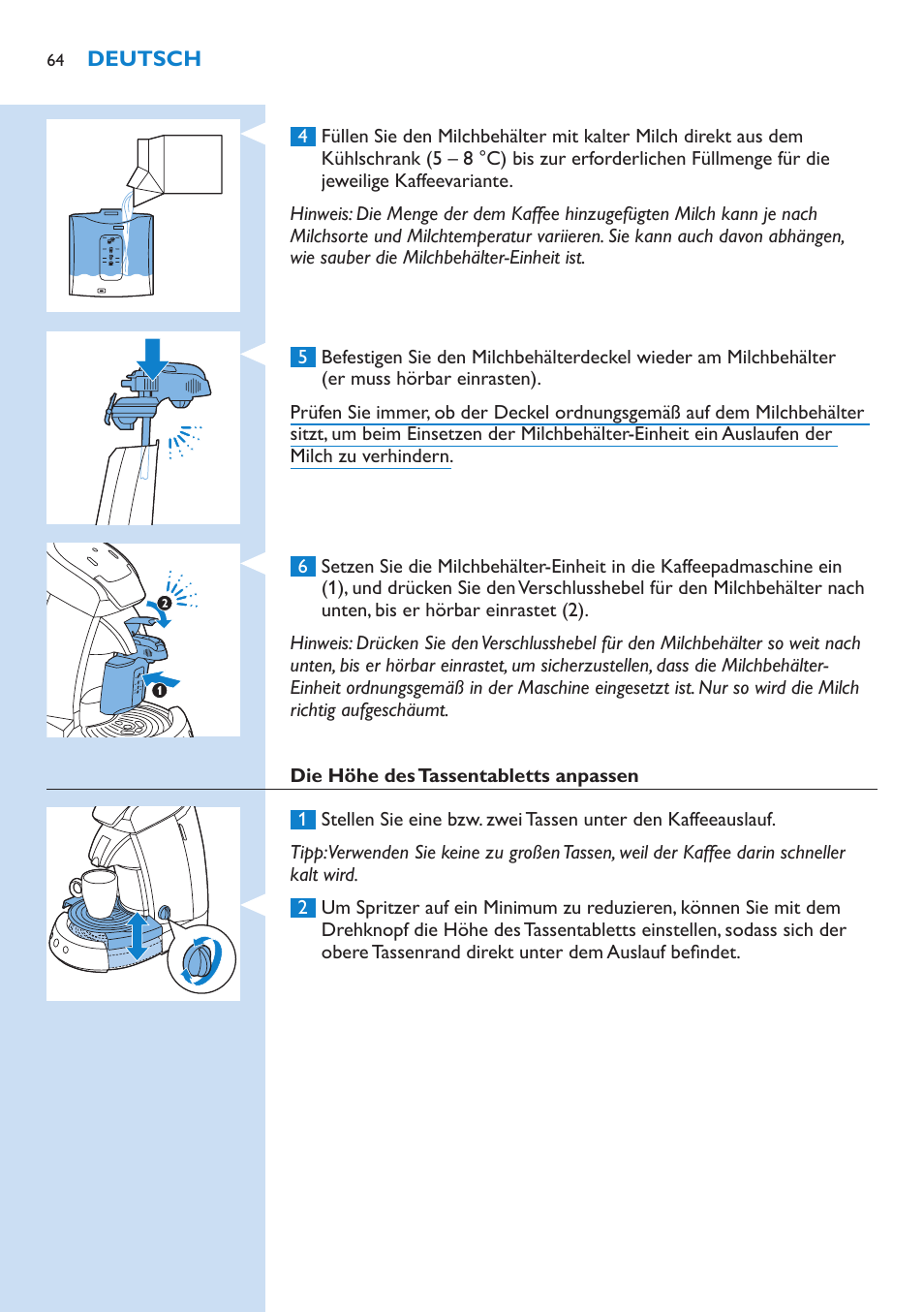 Philips SENSEO® Latte Select Kaffeepadmaschine User Manual | Page 64 / 210