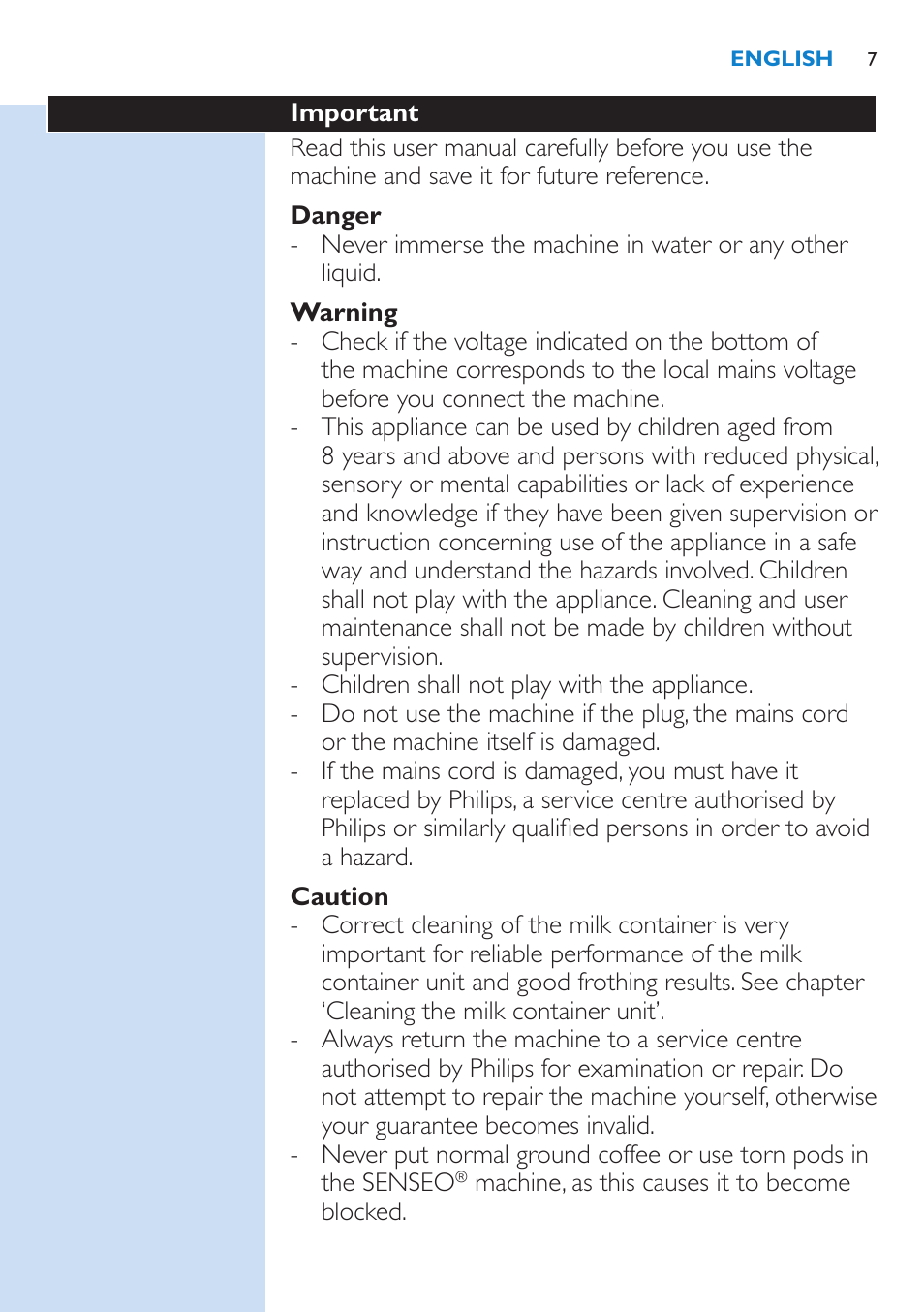 Philips SENSEO® Latte Select Kaffeepadmaschine User Manual | Page 7 / 210