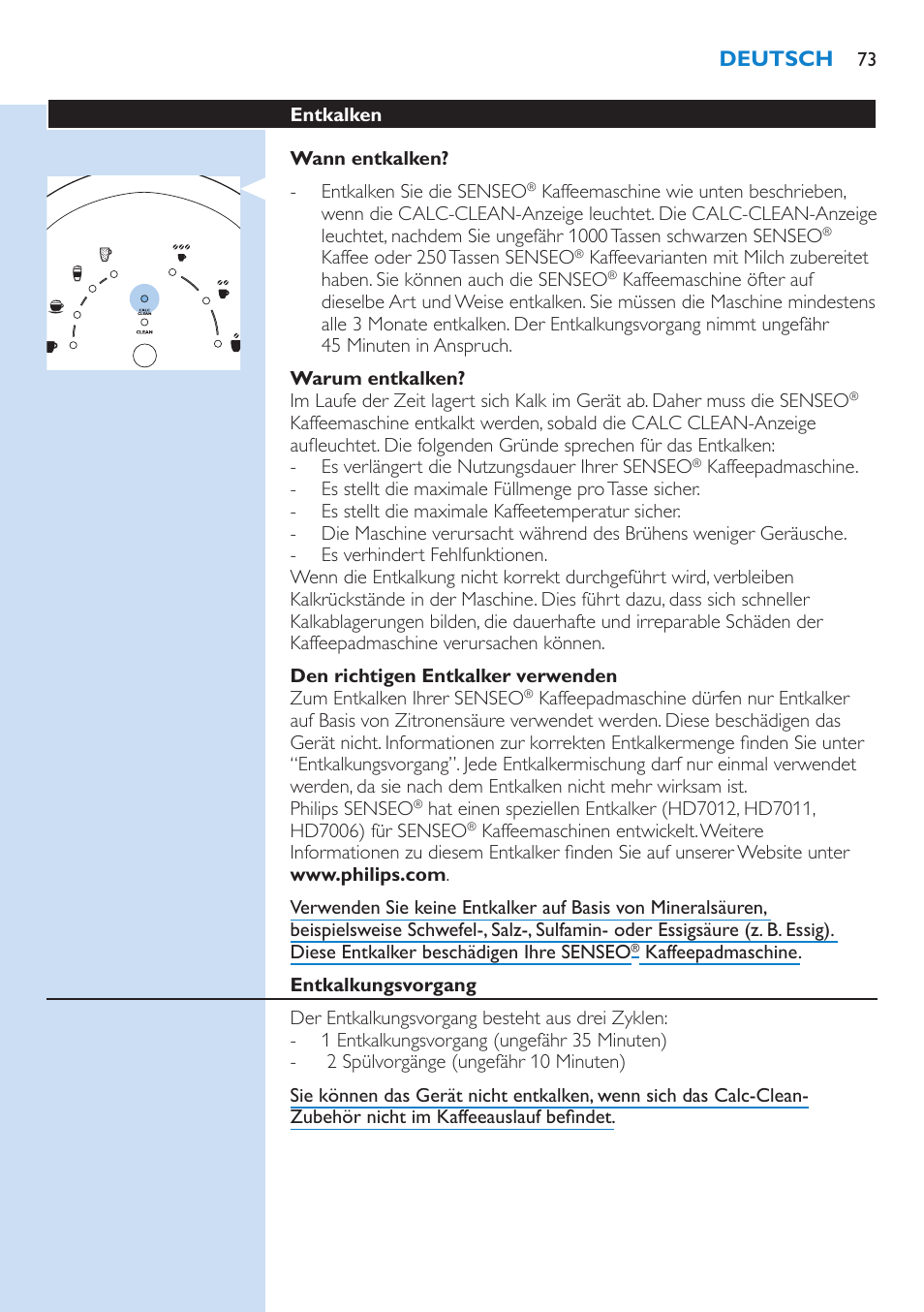 Philips SENSEO® Latte Select Kaffeepadmaschine User Manual | Page 73 / 210