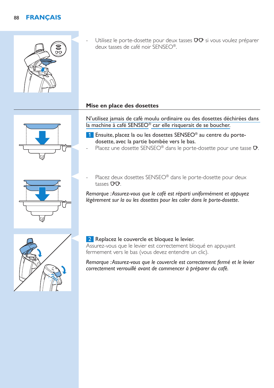 Français | Philips SENSEO® Latte Select Kaffeepadmaschine User Manual | Page 88 / 210