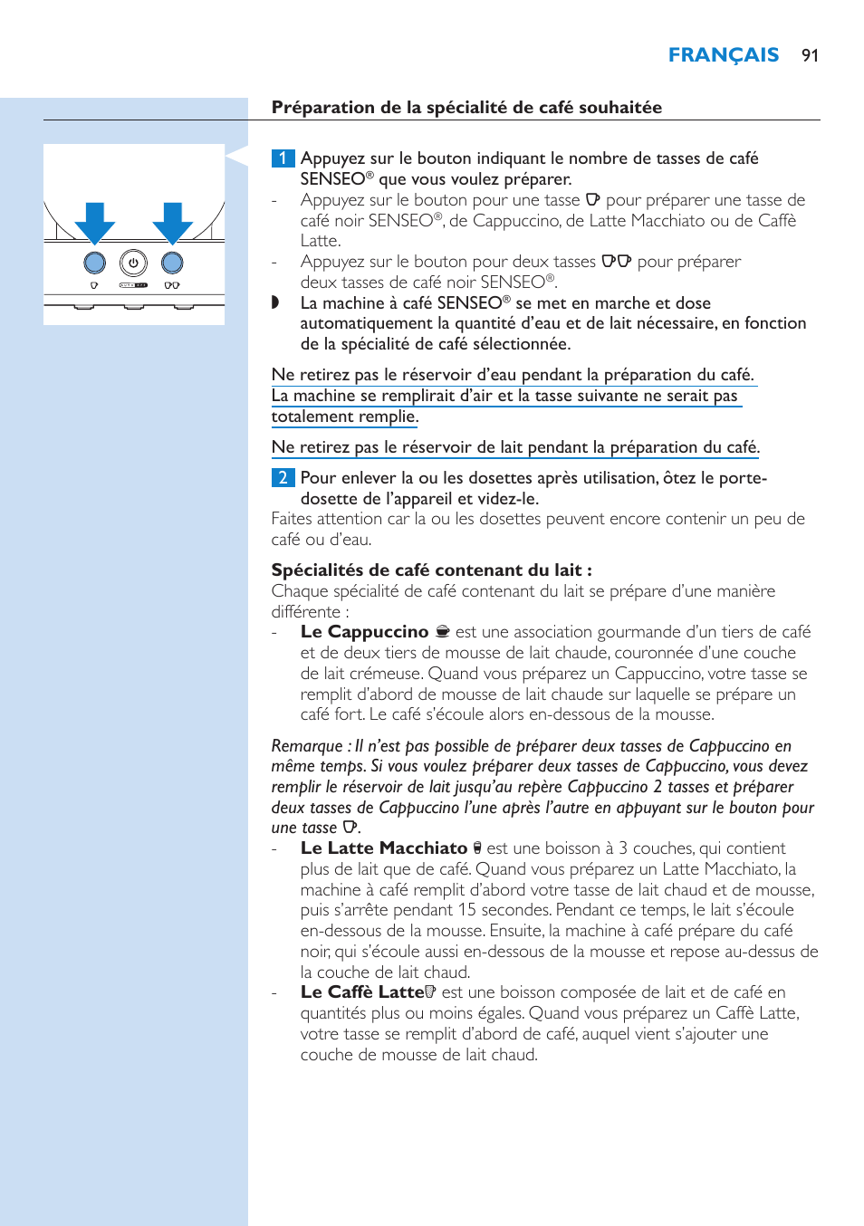 Philips SENSEO® Latte Select Kaffeepadmaschine User Manual | Page 91 / 210