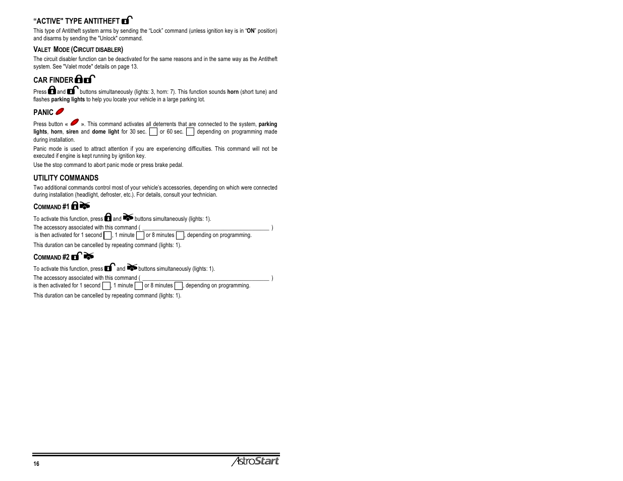 Active" type antitheft it, Car finder fìit, Command#2 wfisi | Wfisi, Istrostart | AstroStart 3106M User Manual | Page 18 / 20