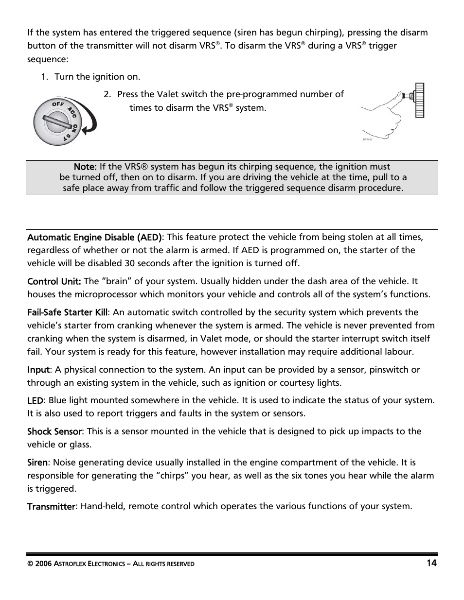 Glossary of terms | AstroStart Security System VSS-113 User Manual | Page 16 / 18
