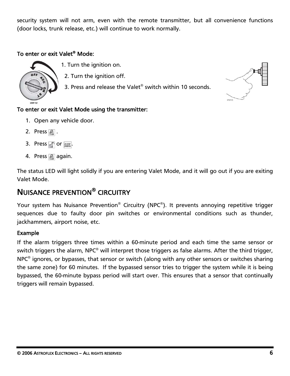 Nuisance prevention® circuitry, Nuisance prevention, Circuitry | Uisance prevention | AstroStart Security System VSS-113 User Manual | Page 8 / 18
