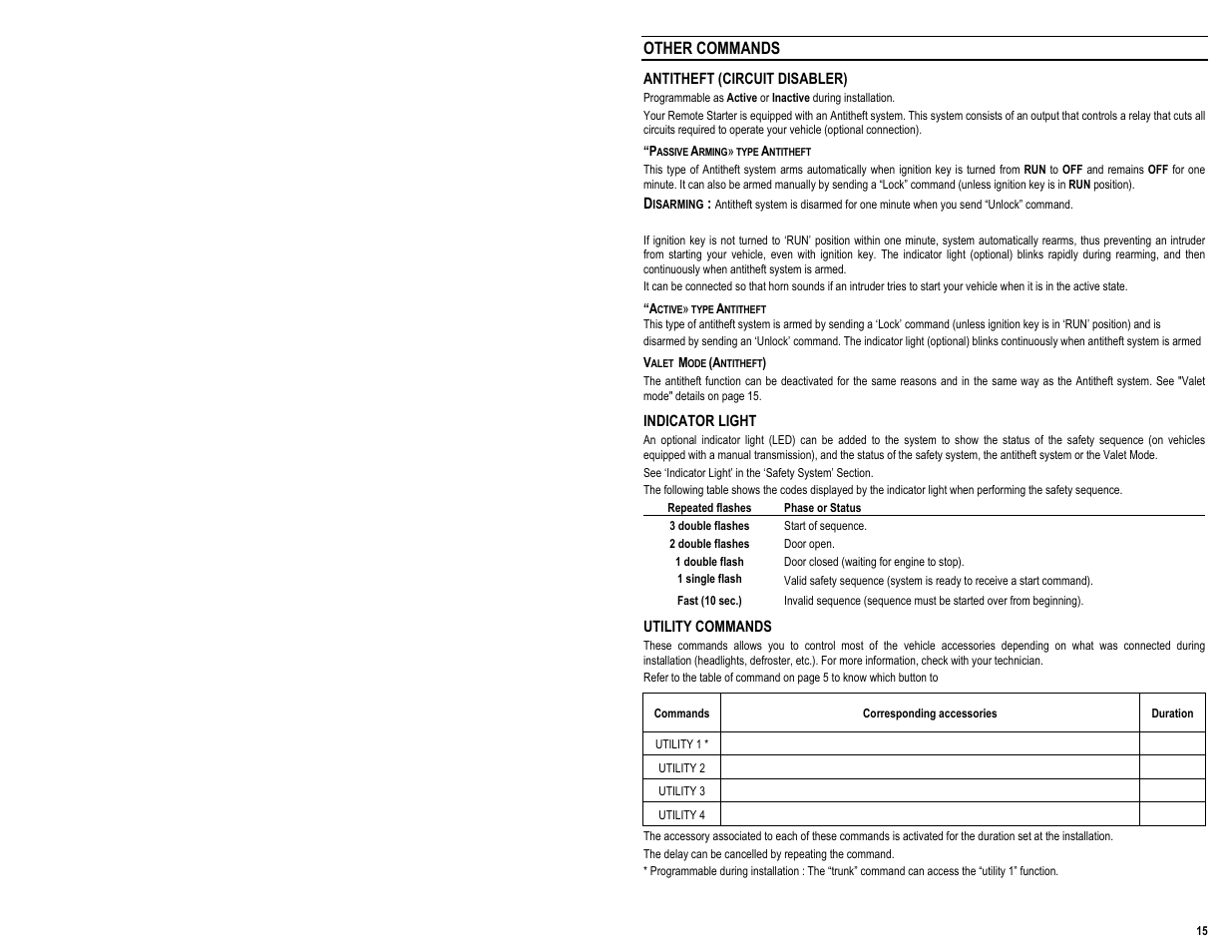 Other commands | AstroStart 2504A User Manual | Page 17 / 20