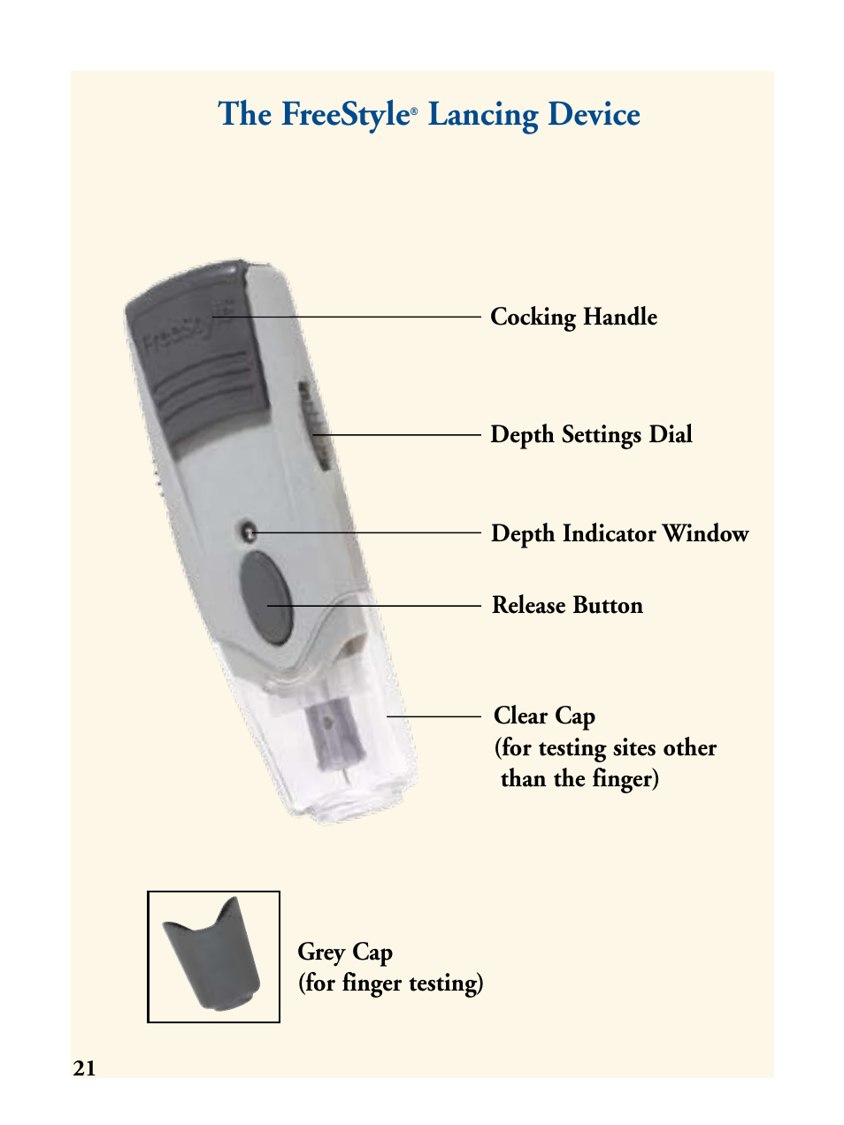 The freestyle, Lancing device | Abbott Diabetes Care FreeStyle Flash Blood Glucose Monitor User Manual | Page 24 / 69