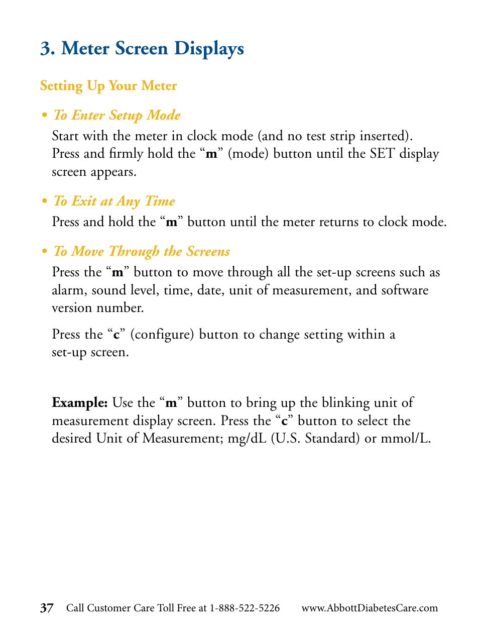 Meter screen displays | Abbott Diabetes Care FreeStyle Flash Blood Glucose Monitor User Manual | Page 40 / 69