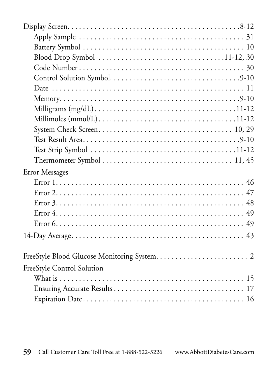 Abbott Diabetes Care FreeStyle Flash Blood Glucose Monitor User Manual | Page 62 / 69