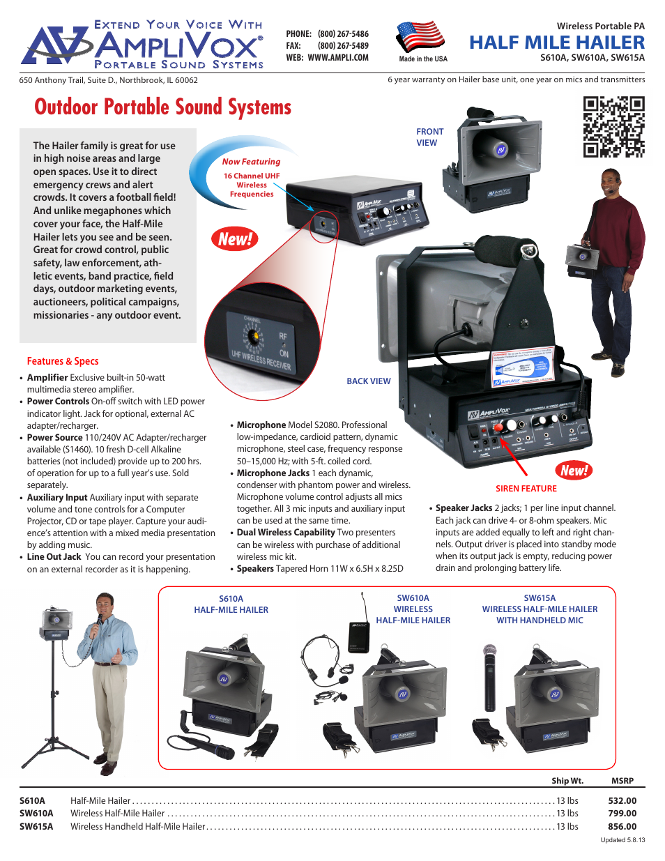 AmpliVox Half-Mile Hailers SW615A User Manual | 2 pages