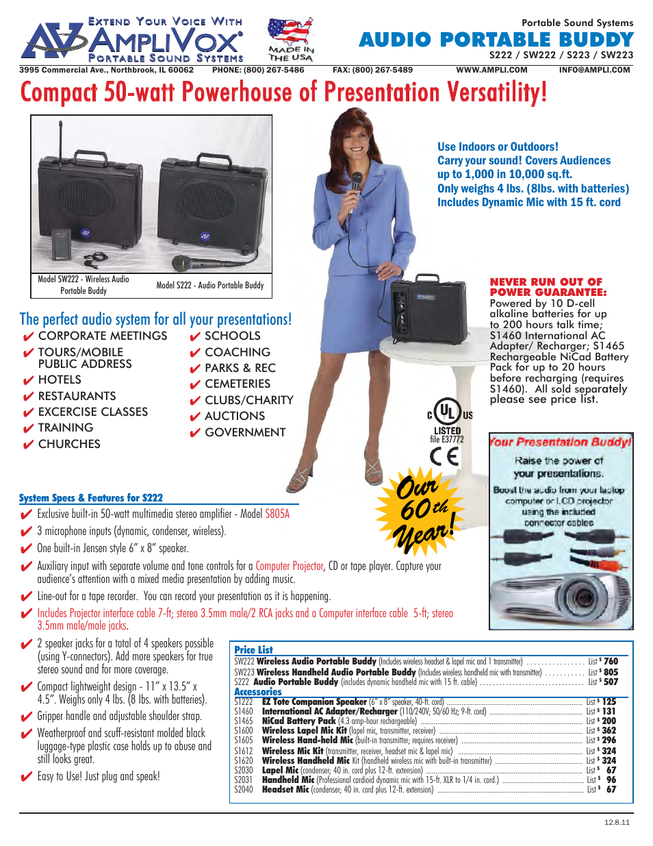Spec-222xxsm, Audio portable buddy | AmpliVox SW223 User Manual | Page 2 / 2