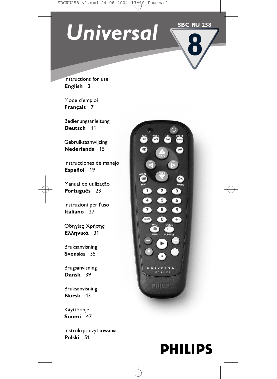 Philips Universal-Fernbedienung User Manual | 60 pages