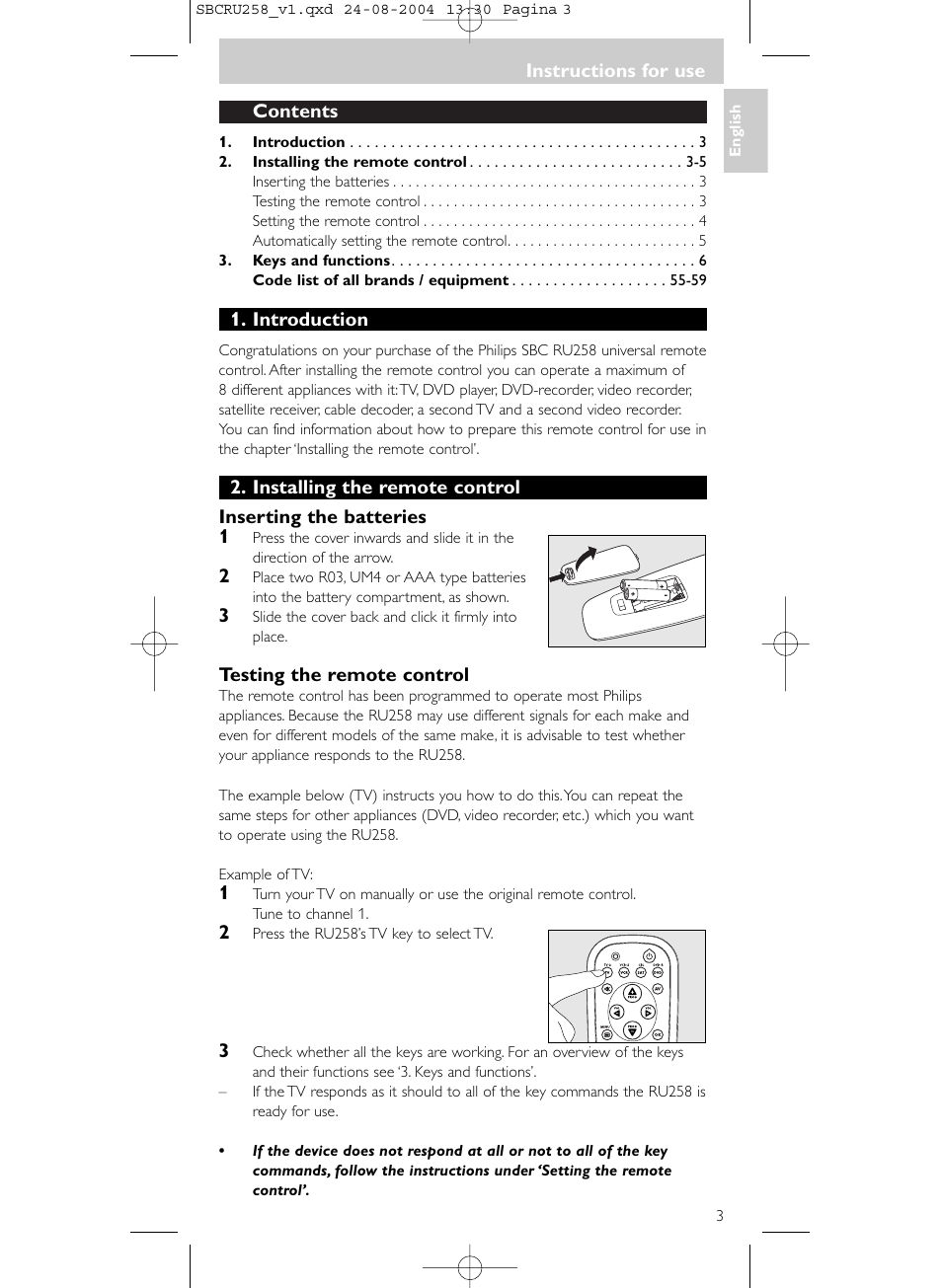 Philips Universal-Fernbedienung User Manual | Page 3 / 60