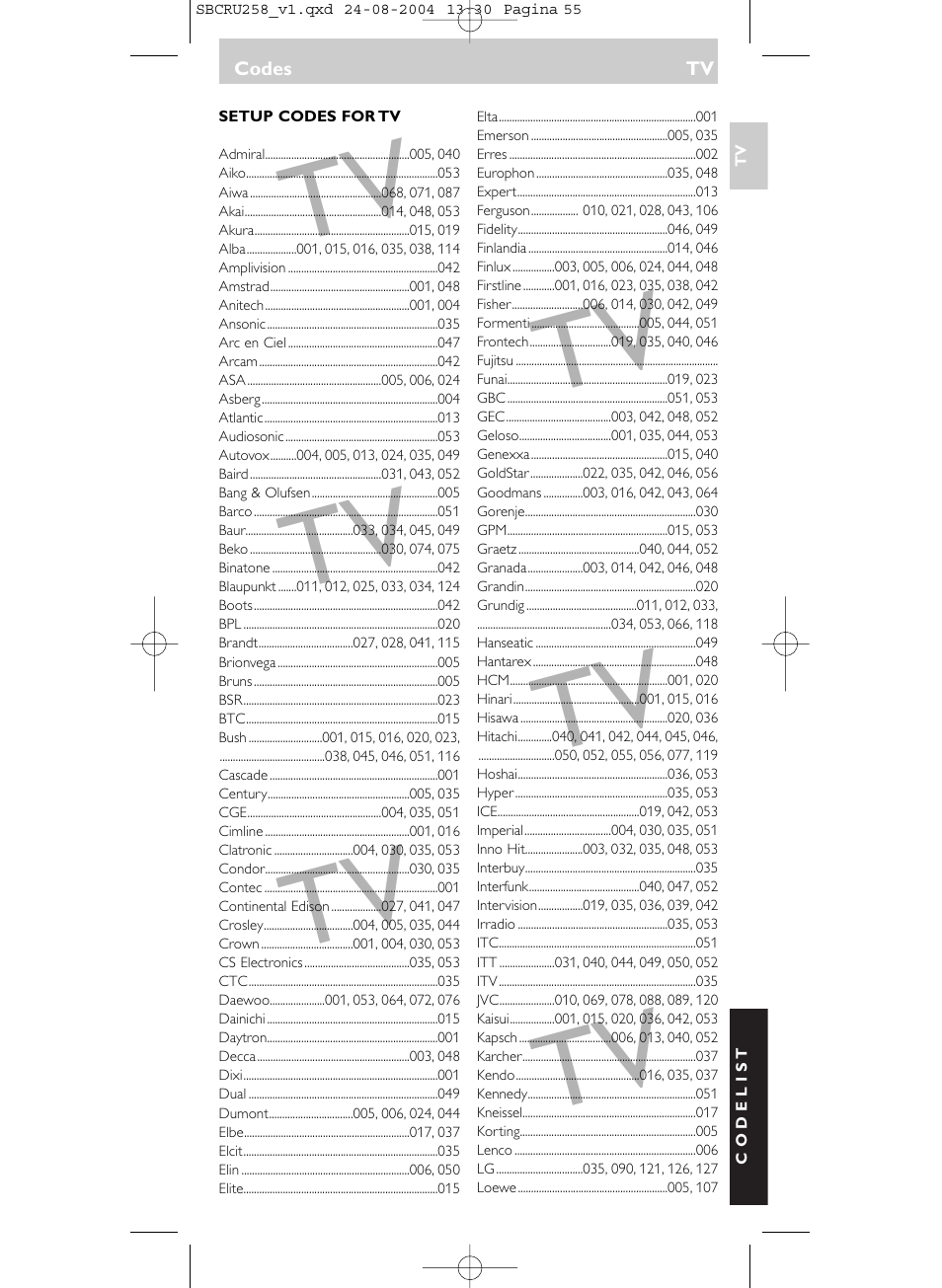 Philips Universal-Fernbedienung User Manual | Page 55 / 60