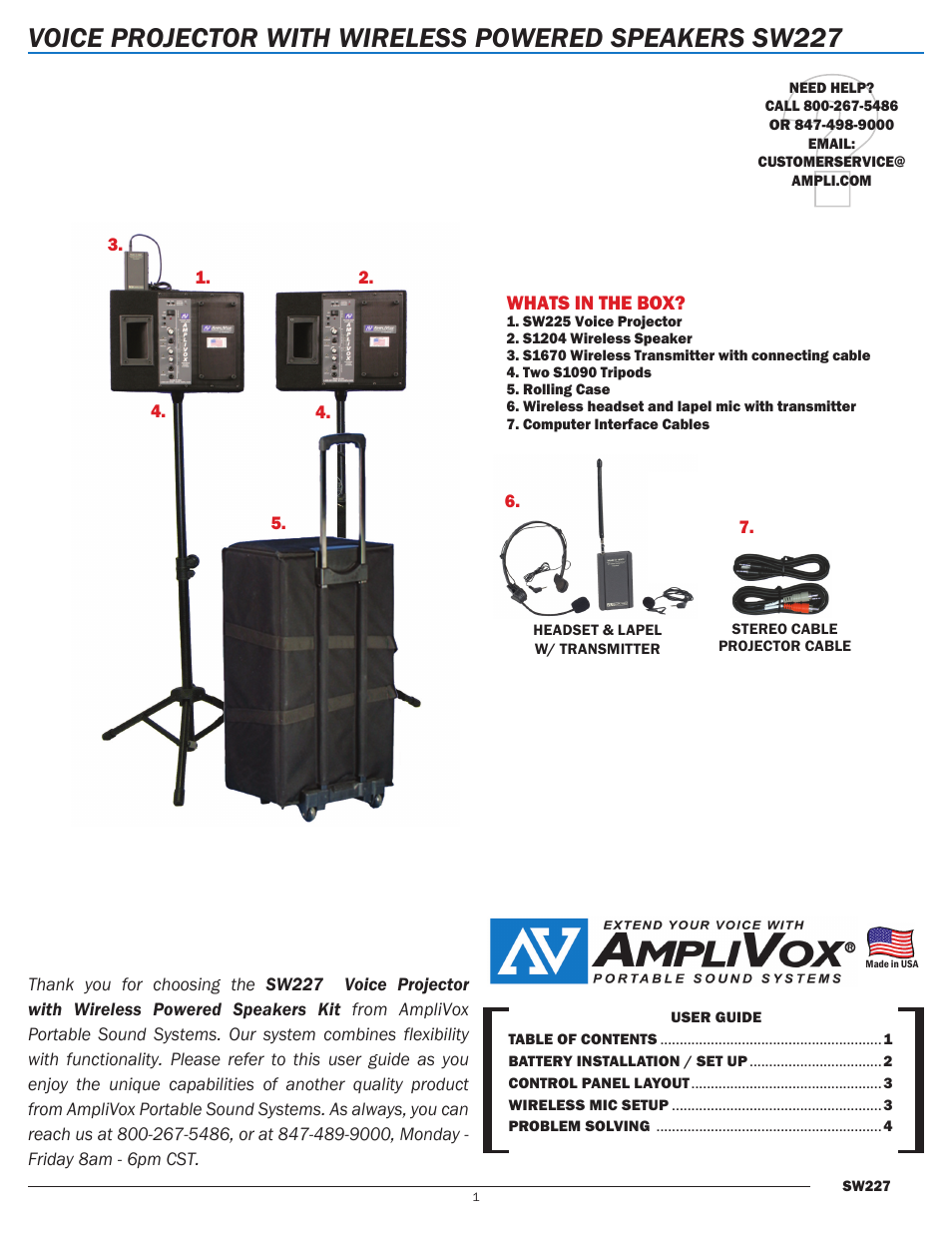 AmpliVox SW227 User Manual | 4 pages