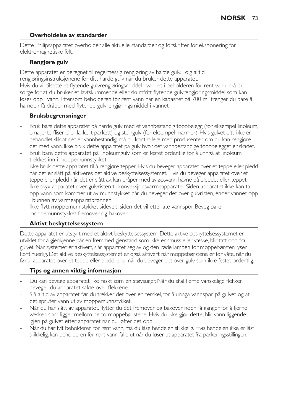 Philips AquaTrio Pro User Manual | Page 73 / 104