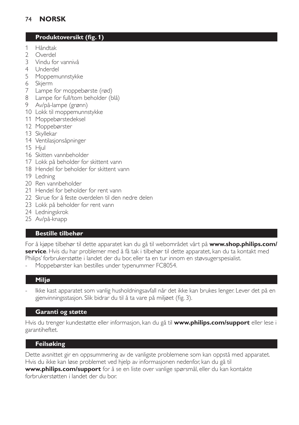 Philips AquaTrio Pro User Manual | Page 74 / 104