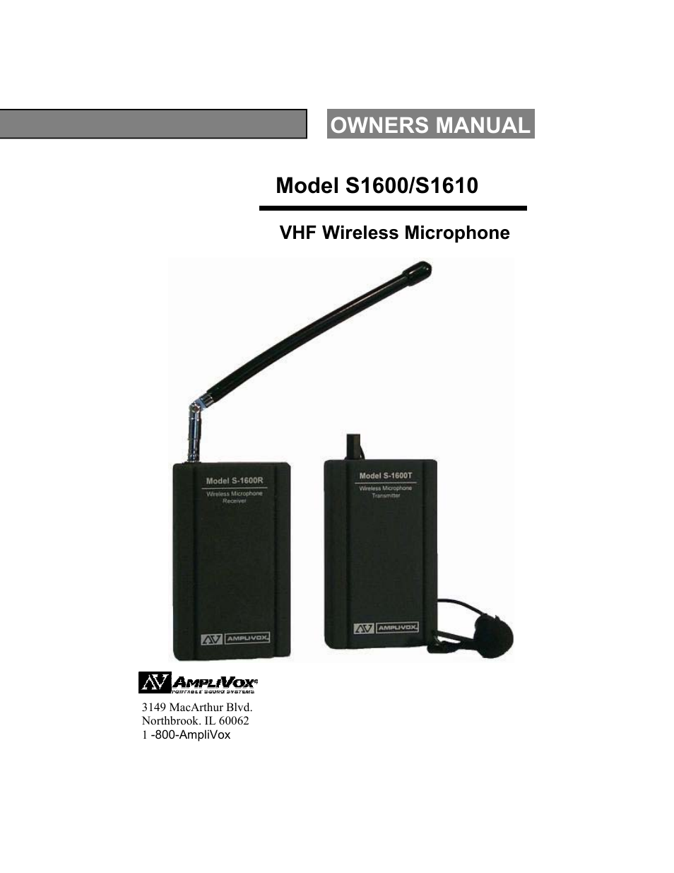 AmpliVox VHF S1600 User Manual | 8 pages