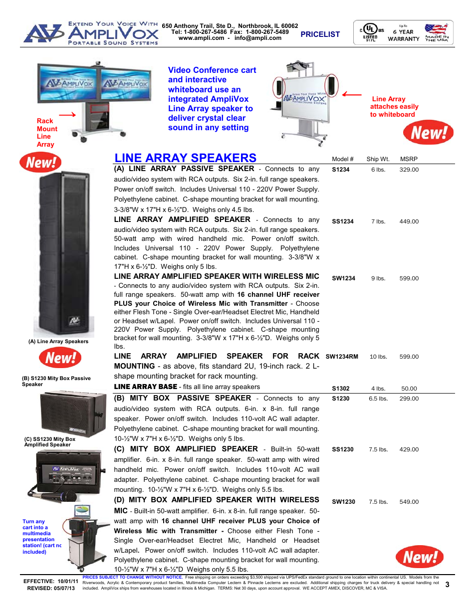 Line array speakers | AmpliVox S805A User Manual | Page 3 / 36