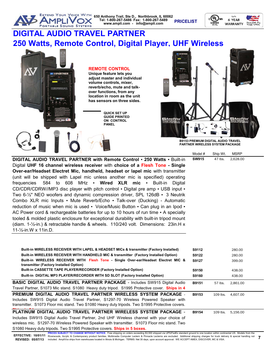 Add on options | AmpliVox S805A User Manual | Page 7 / 36