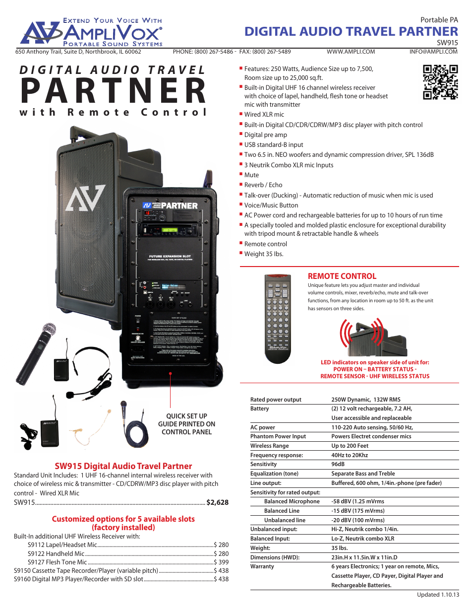 AmpliVox SW915 User Manual | 2 pages