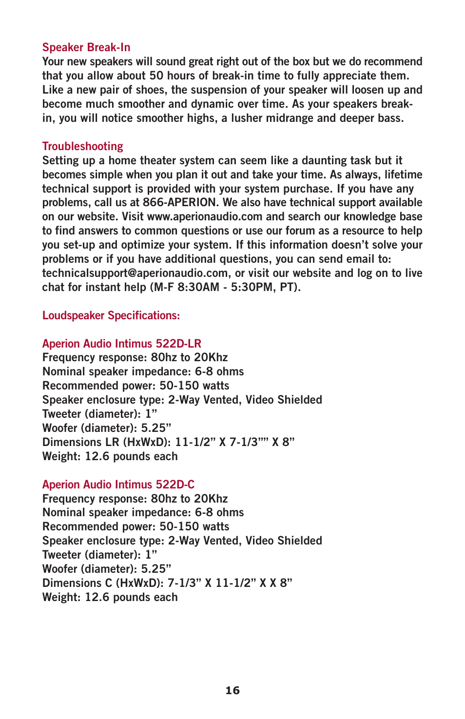Aperion Audio Intimus Series User Manual | Page 18 / 21