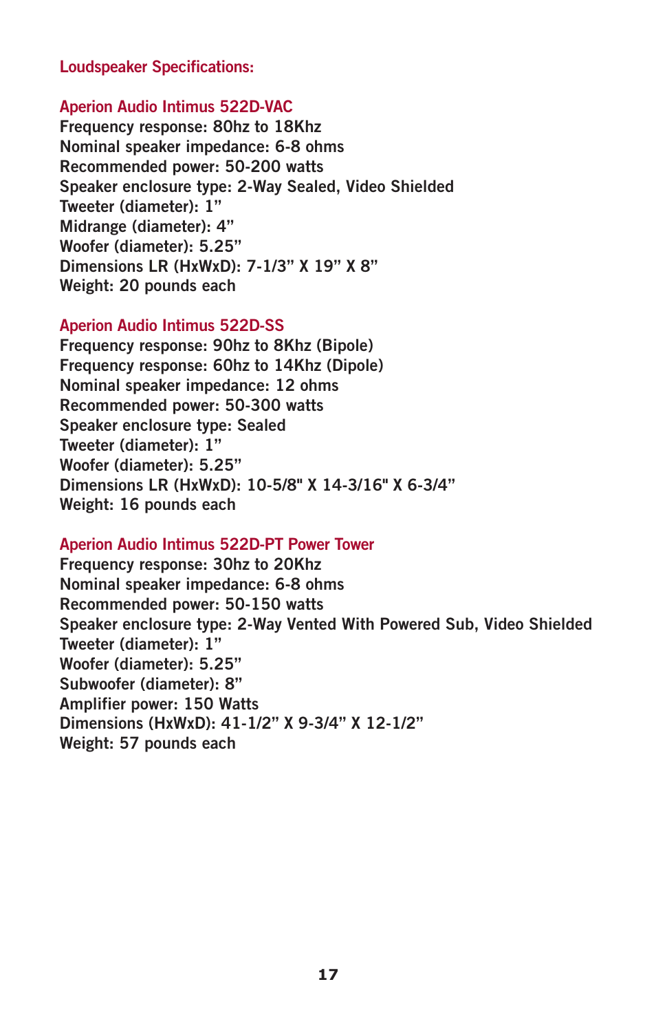 Aperion Audio Intimus Series User Manual | Page 19 / 21