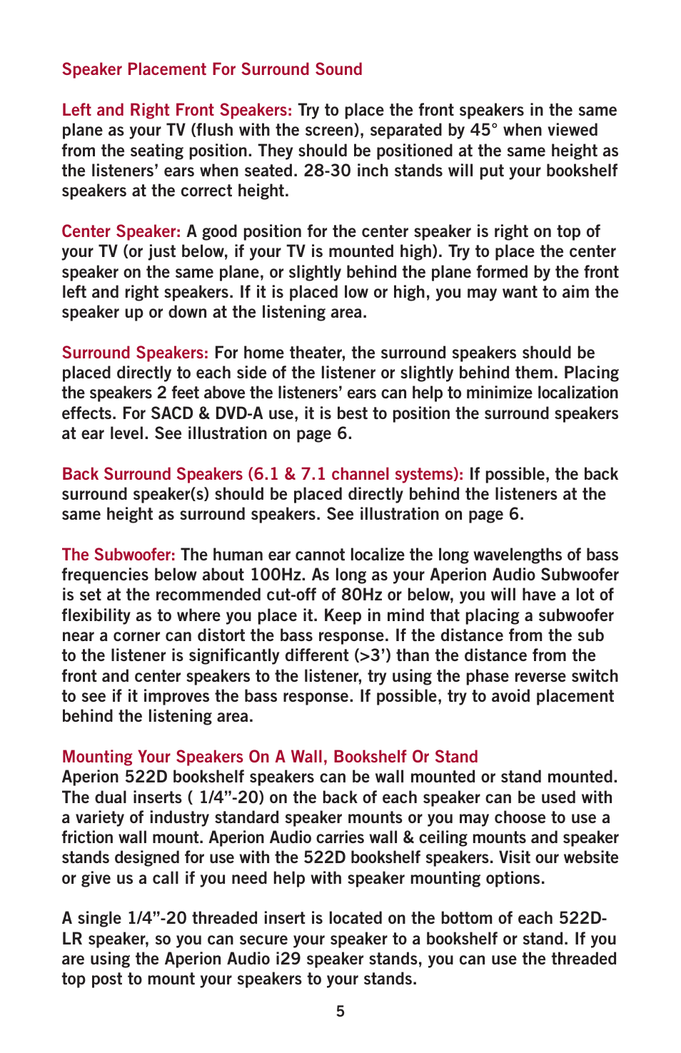 Aperion Audio Intimus Series User Manual | Page 7 / 21