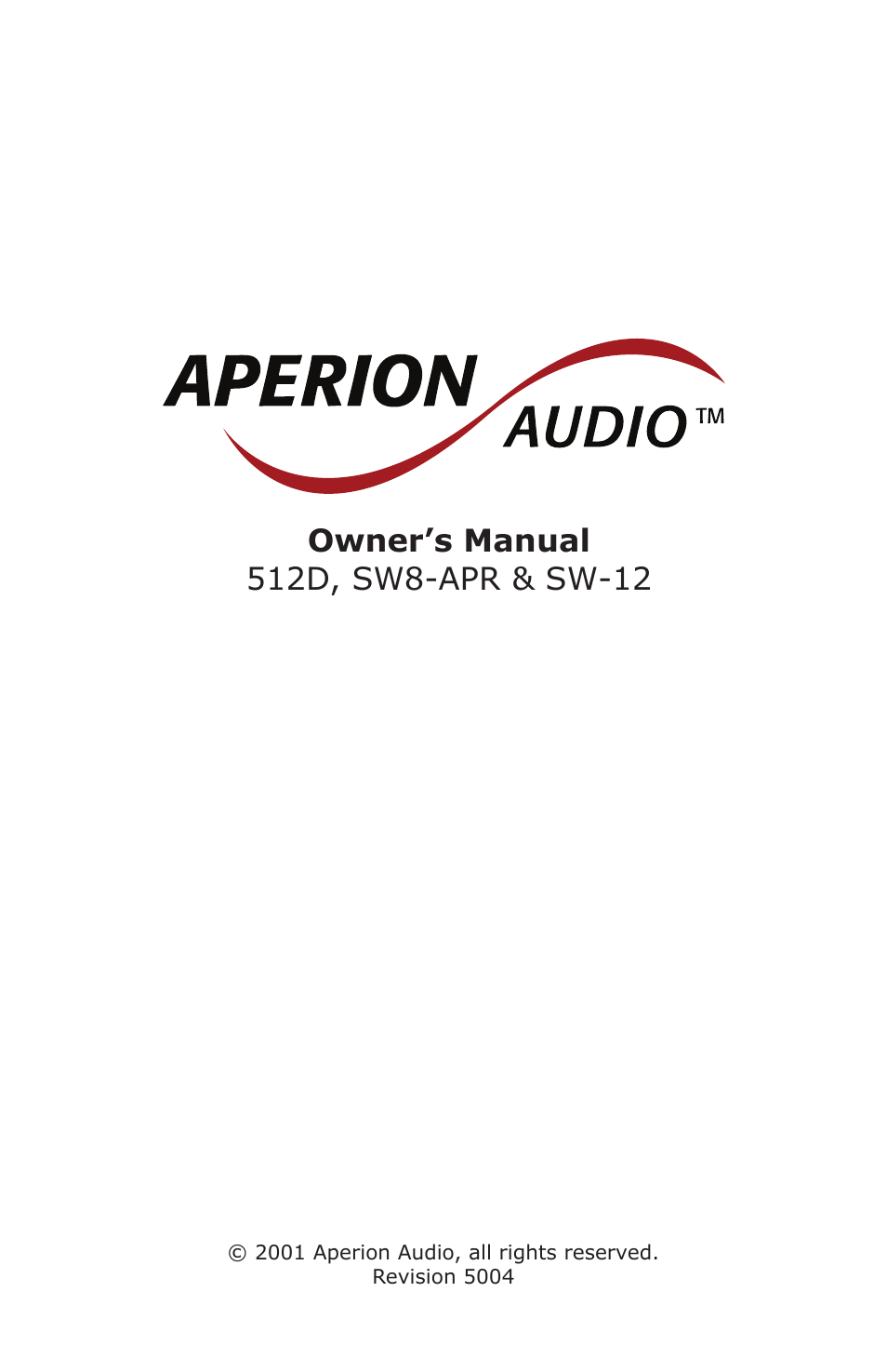 Aperion Audio SW-12 User Manual | 23 pages