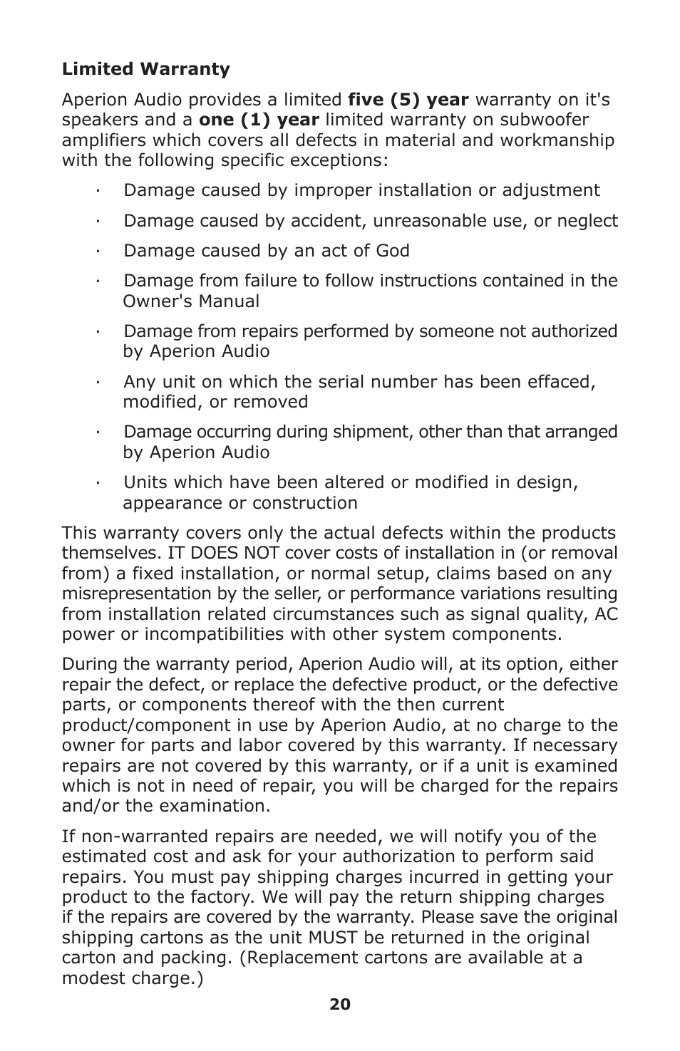 Aperion Audio SW-12 User Manual | Page 23 / 23