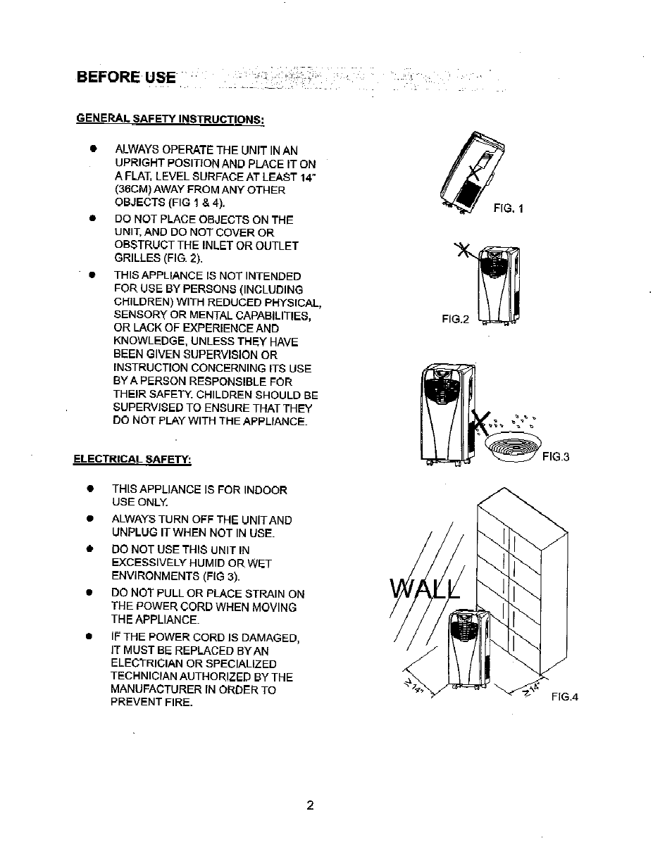 Before use | NewAir Portable Air Conditioner AC-10000E User Manual | Page 2 / 15