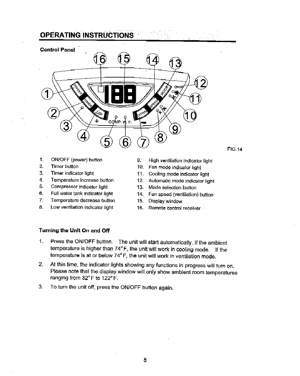 Opérating instructions | NewAir Portable Air Conditioner AC-10000E User Manual | Page 8 / 15