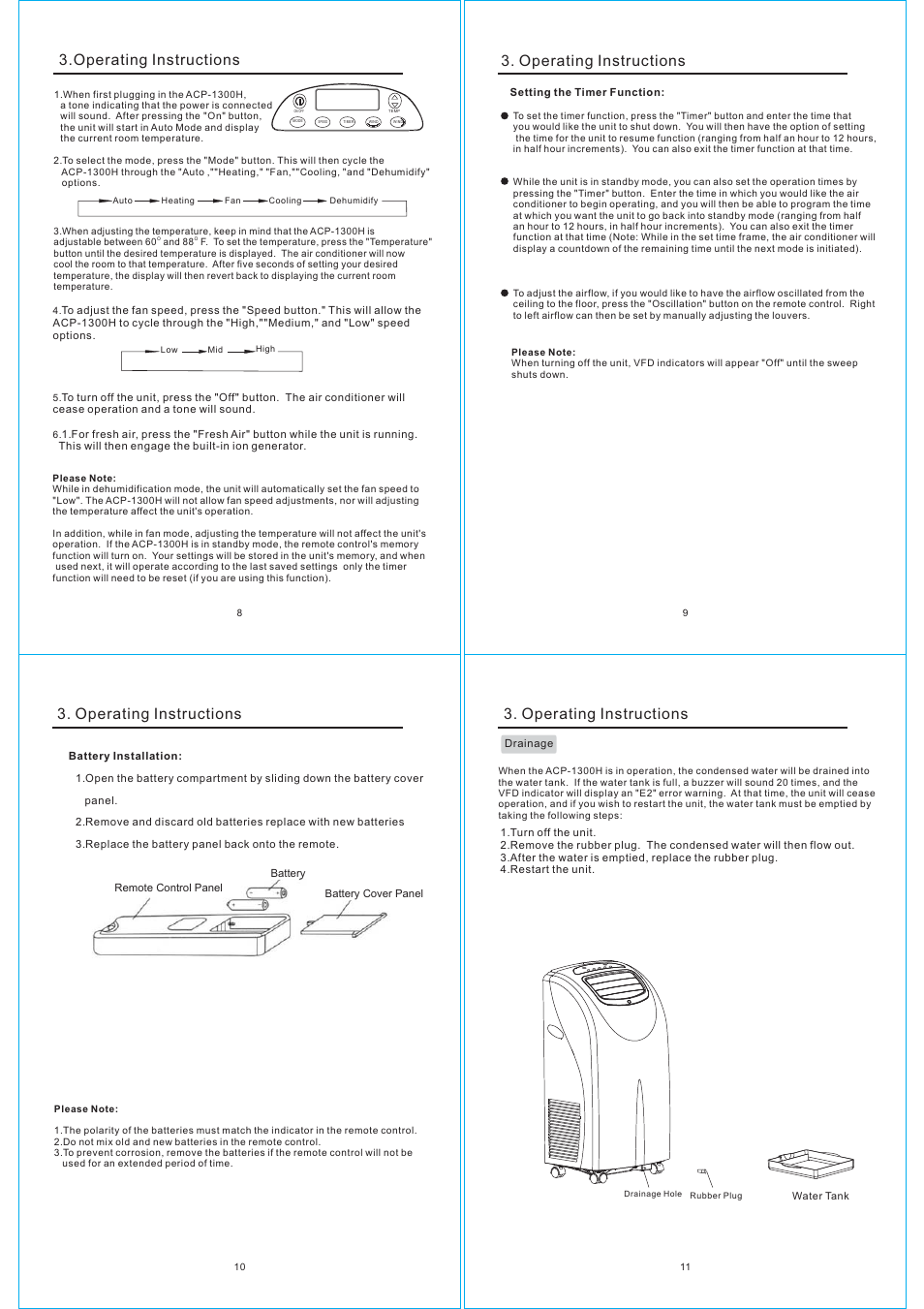 Operating instructions | NewAir ACP-1300H User Manual | Page 3 / 5