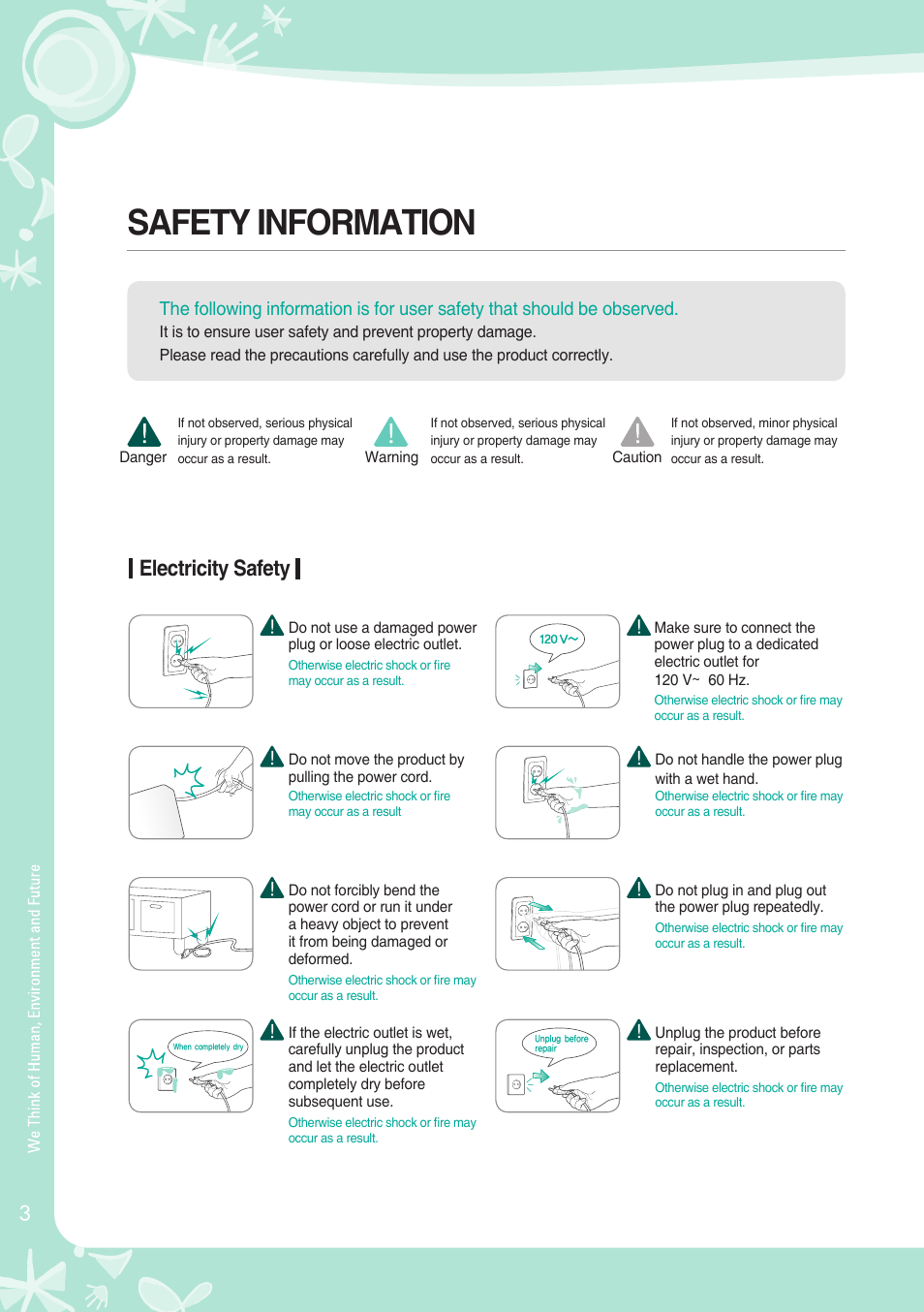 Safety information, Electricity safety | NewAir AP-1008DH User Manual | Page 4 / 24