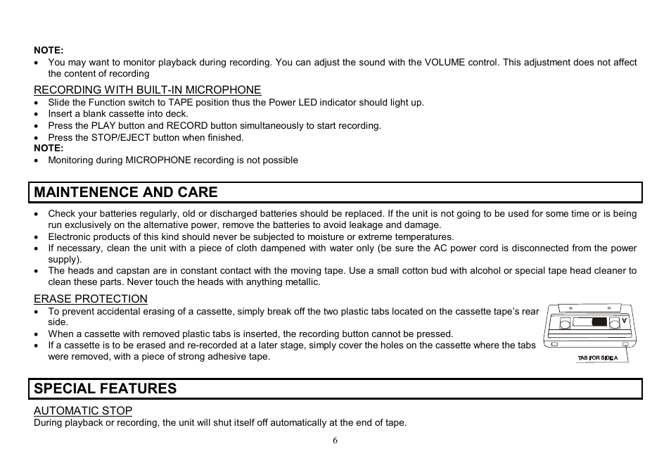 Maintenence and care, Special features | Hyundai H-1203 User Manual | Page 6 / 13