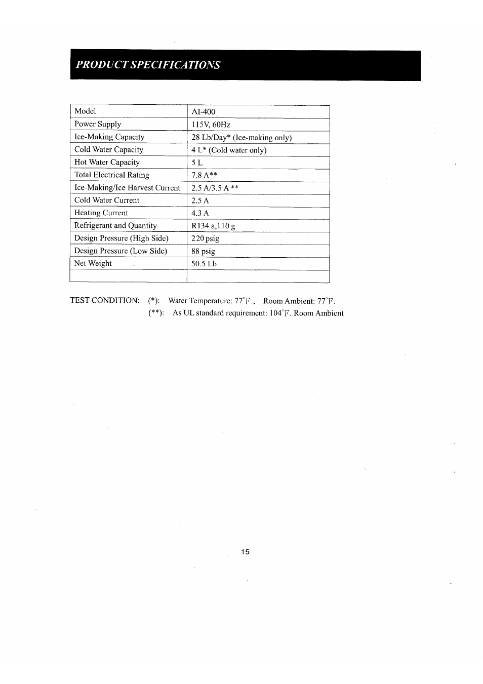 Product specifications | NewAir AI-400 Series User Manual | Page 17 / 18