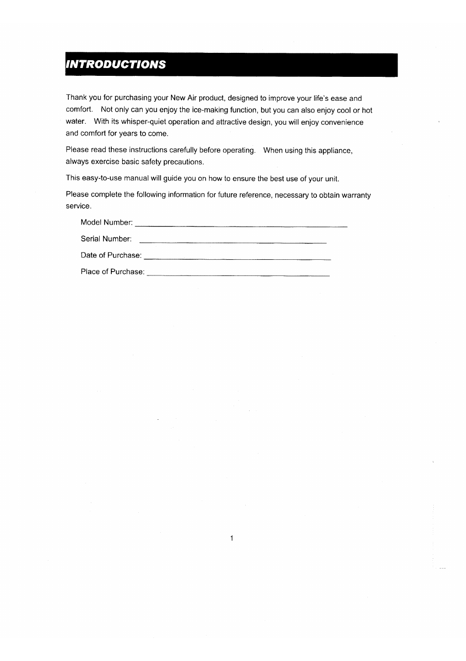 Introductions | NewAir AI-400 Series User Manual | Page 3 / 18