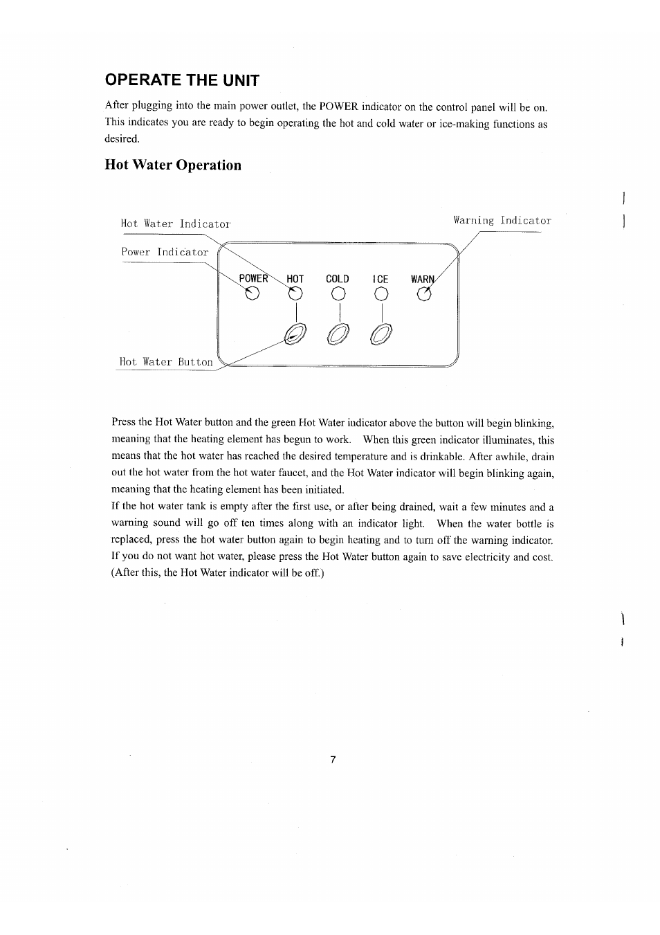 Hot water operation | NewAir AI-400 Series User Manual | Page 9 / 18