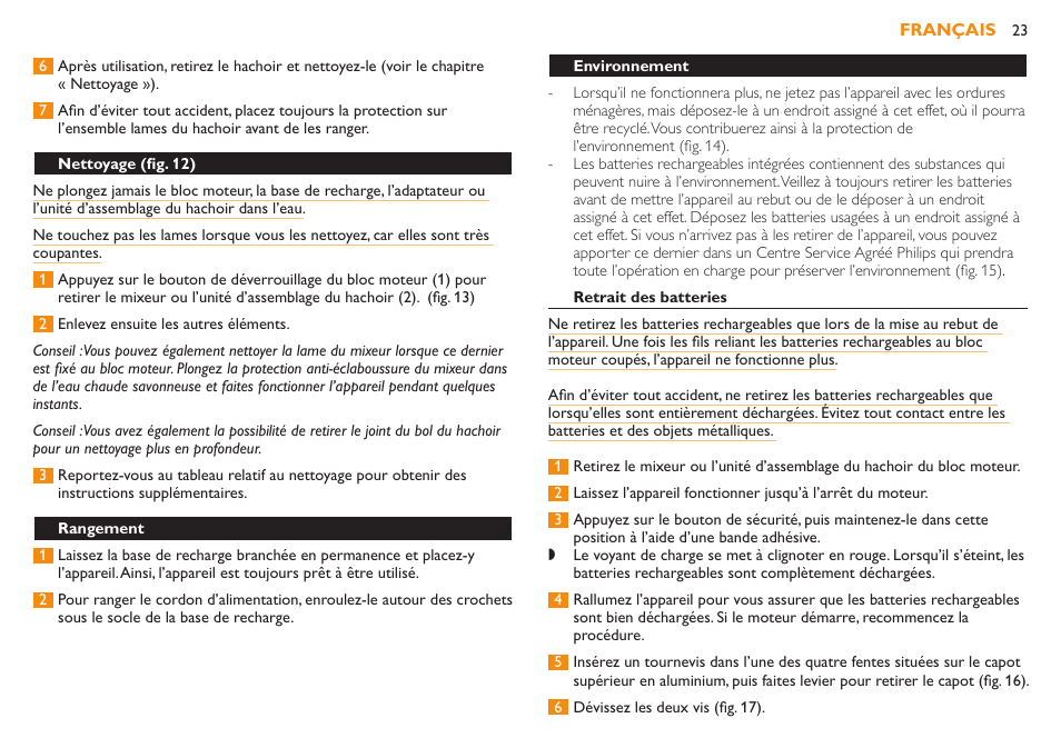 Hachoir, Quantités à hacher et temps de préparation | Philips Robust Collection Stabmixer User Manual | Page 23 / 36