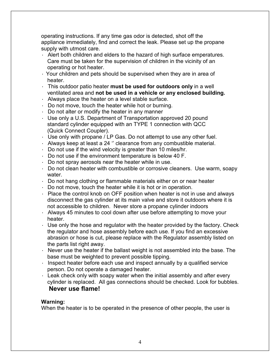 Never use flame | NewAir APH-4000PV User Manual | Page 4 / 15