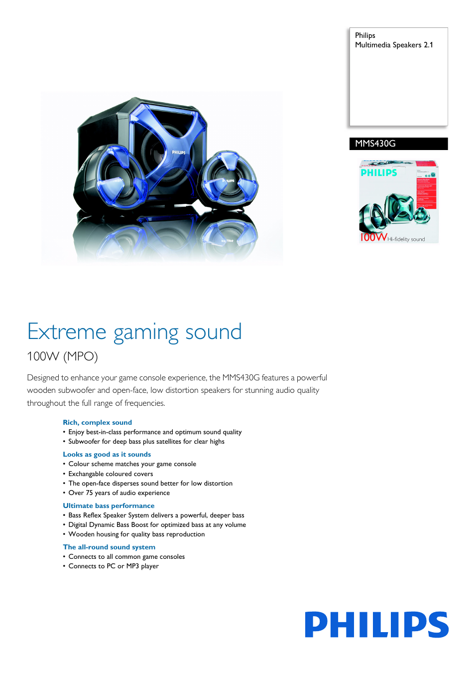 Philips Multimedia-Lautsprecher 2.1 User Manual | 2 pages