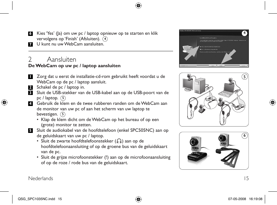 2 aansluiten | Philips Webcam User Manual | Page 15 / 32