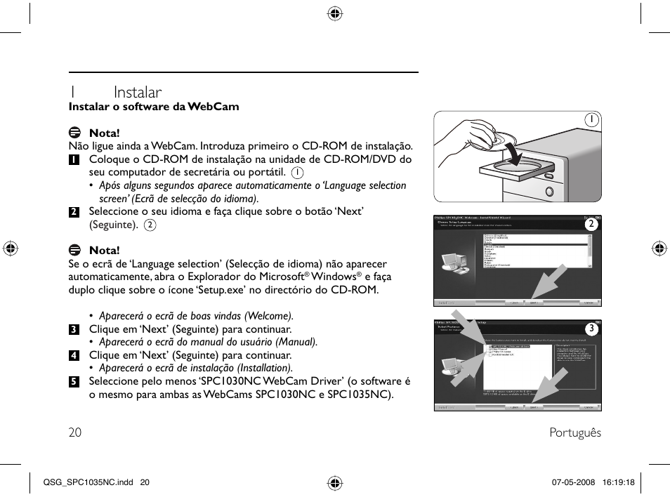 1 instalar | Philips Webcam User Manual | Page 20 / 32