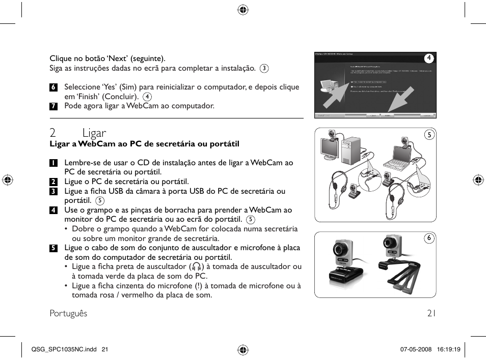 2 ligar | Philips Webcam User Manual | Page 21 / 32