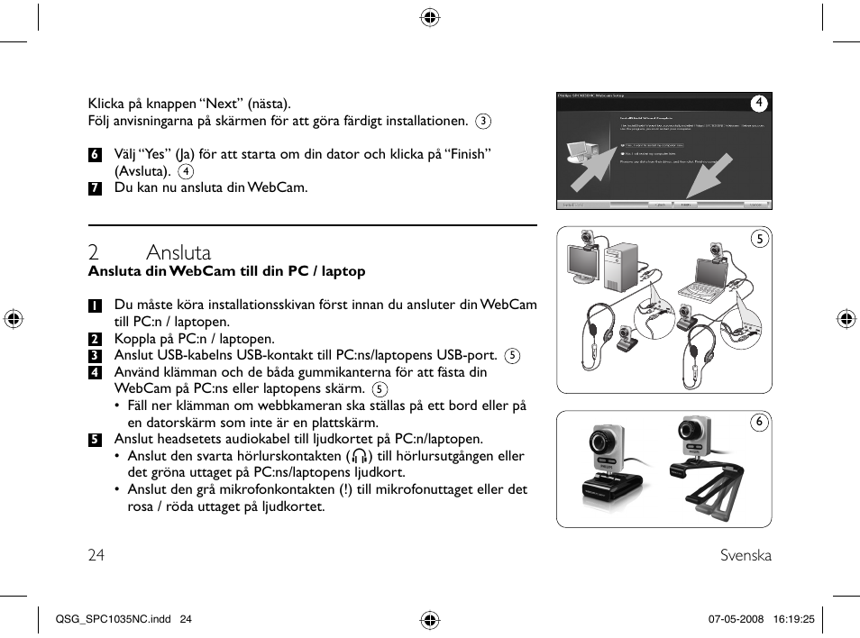 2 ansluta | Philips Webcam User Manual | Page 24 / 32