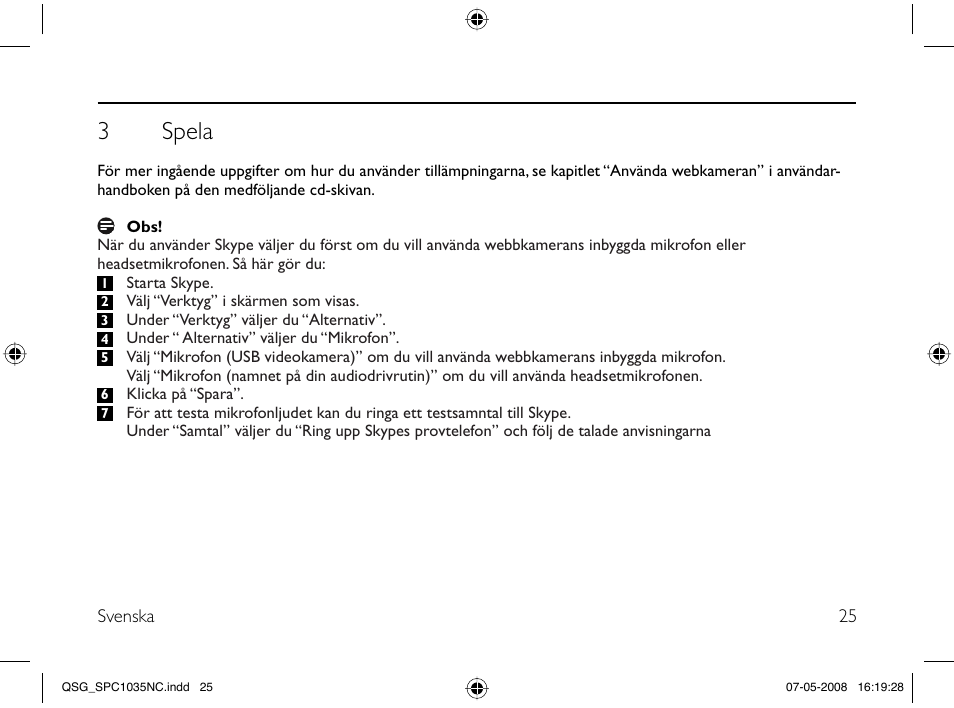 3 spela | Philips Webcam User Manual | Page 25 / 32