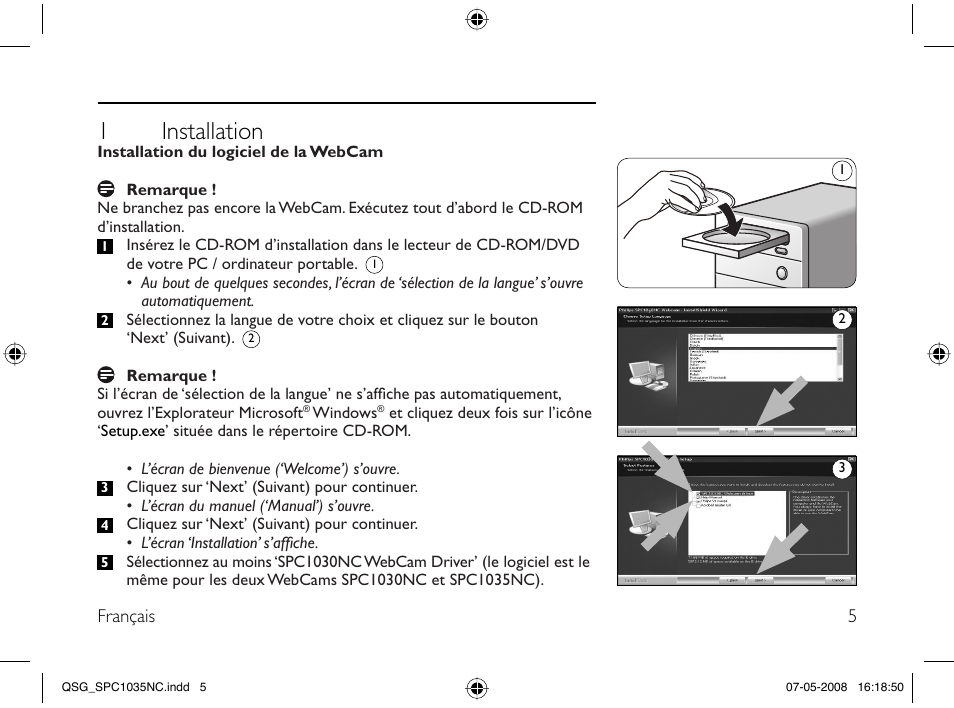 1 installation | Philips Webcam User Manual | Page 5 / 32