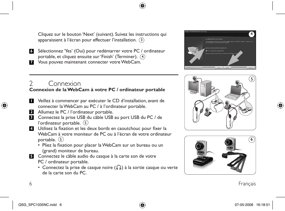 2 connexion | Philips Webcam User Manual | Page 6 / 32